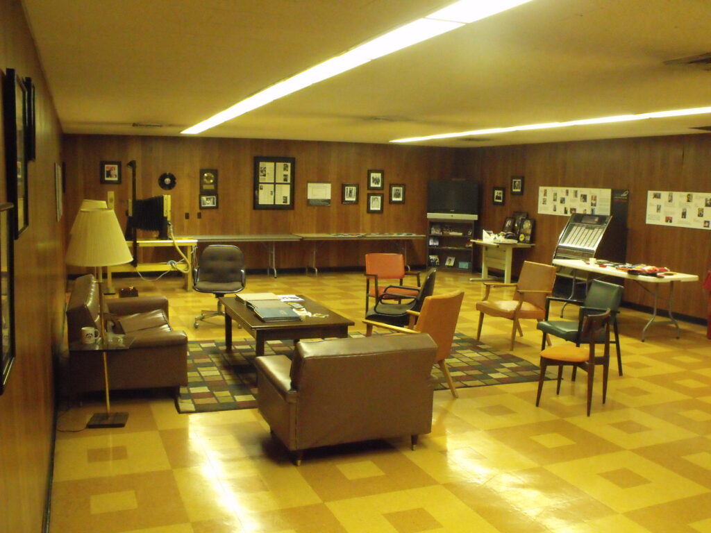 The preserved party room in URP’s historic Motown Suite